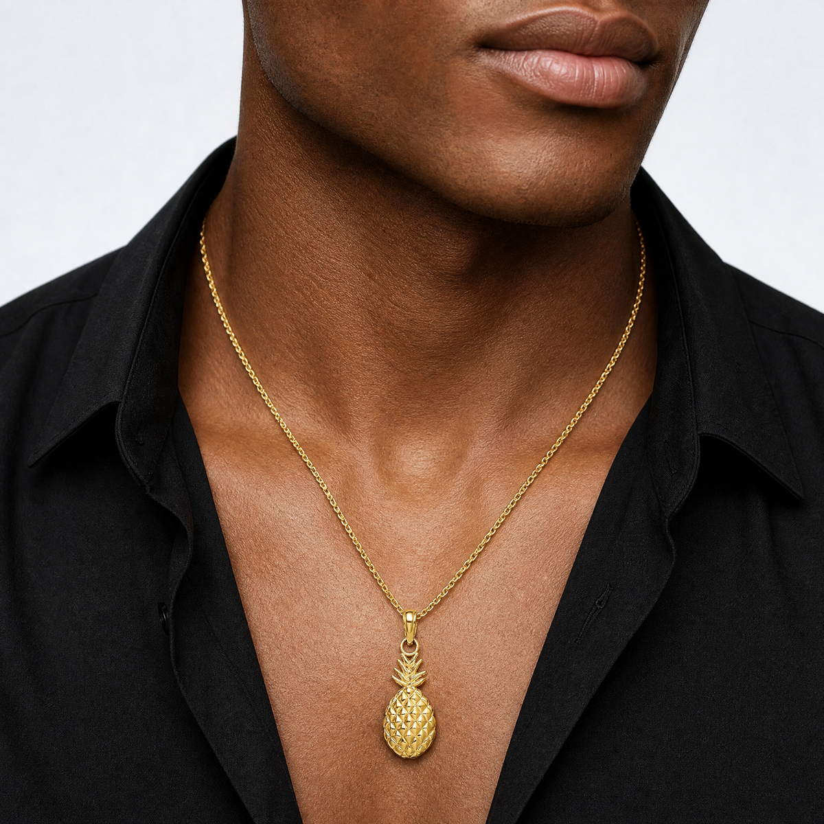 14K Textured Pineapple Charm - Model Shot
