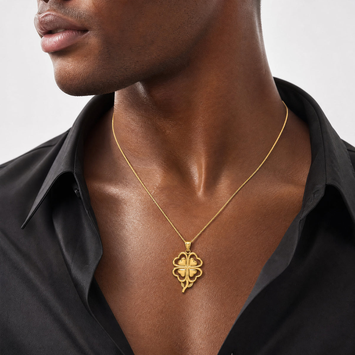 14K 4-Leaf Clover Charm - Model Shot