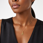 14K Textured Mini Double Dolphins and Waves Charm - Model Shot