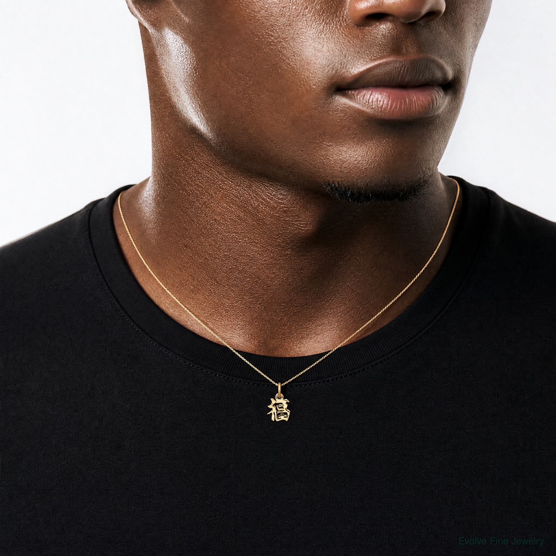 14k Chinese Symbol Good Luck Charm - Model Shot