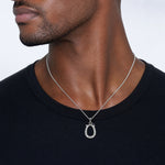 14k White Gold Solid Polished Horseshoe Charm - Model Shot