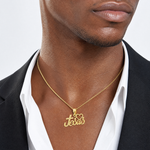14K LOVE JESUS Script Charm - Model Shot