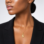 14K Praying Hands and Cross In Oval Charm - Model Shot