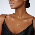 14K Cut-Out Polished and Textured Cross Charm - Model Shot