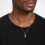 14K Diamond Shape Center Mini Cross Charm - Model Shot