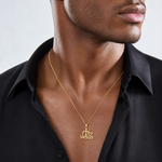 14K JESUS W/ Cross and Heart Charm - Model Shot