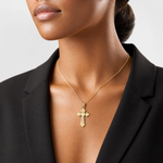 14K Polished Cross w/ Heart Charm - Model Shot