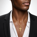14K 2-D  Polished Cross Charm - Model Shot