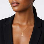14K Polished Small Cross Charm - Model Shot