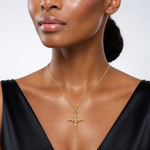 14K INRI Crucifix Charm - Model Shot