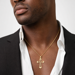 14K Polished and Cut-Out Cross Charm - Model Shot