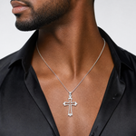 14K White Gold Polished and Cut-Out Cross Charm - Model Shot