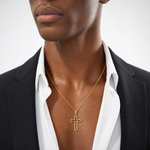 14K Cut-Out Cross Charm - Model Shot