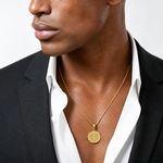14K Polished and Satin Miraculous Medal Charm - Model Shot