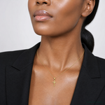 14K Mini Crucifix Charm - Model Shot