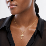 14K Polished Cross Charm - Model Shot