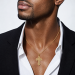 14K Cut-Out Design Cross Charm - Model Shot