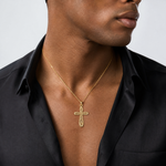 14K Cross w/ Filigree Center Charm - Model Shot