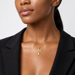 14K Polished and Cut-Out Cross Charm - Model Shot