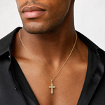 14K D/C w/ Beaded Edge Cross Charm - Model Shot