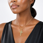 14K w/ Lace Border Cross Charm - Model Shot