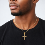 14K D/C Edge and Filigree Center Cross Charm - Model Shot