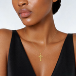 14K D/C Crucifix W /Fancy Tips Charm - Model Shot