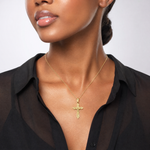 14K W/ Arrow Pointed Ends Crucifix Charm - Model Shot
