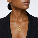 14K Horse Head In Horseshoe w/ Enameled Charm - Model Shot