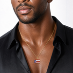 14k Solid Enameled Puerto Rico Flag Pendant - Model Shot
