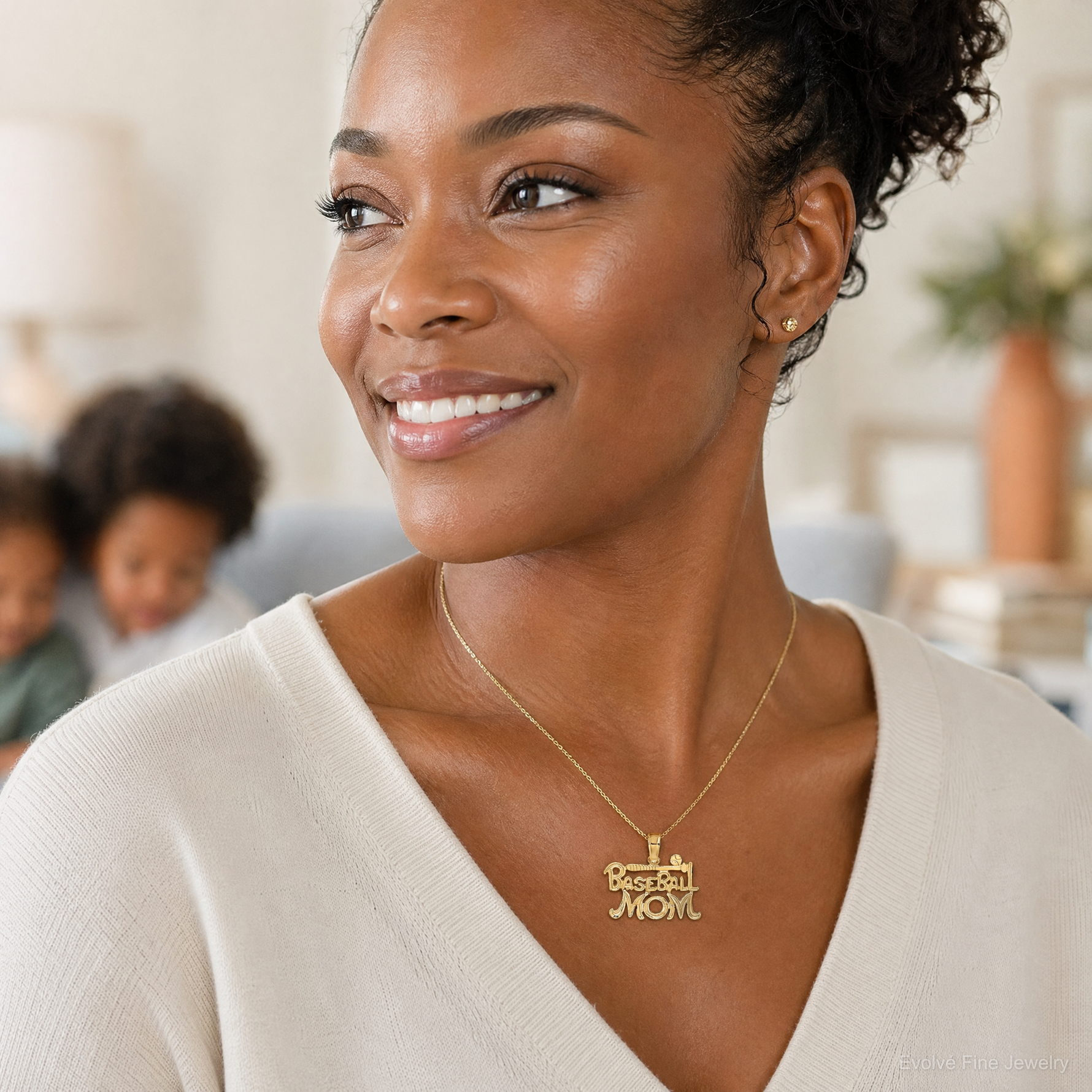 14K BASEBALL MOM Charm - Model Shot