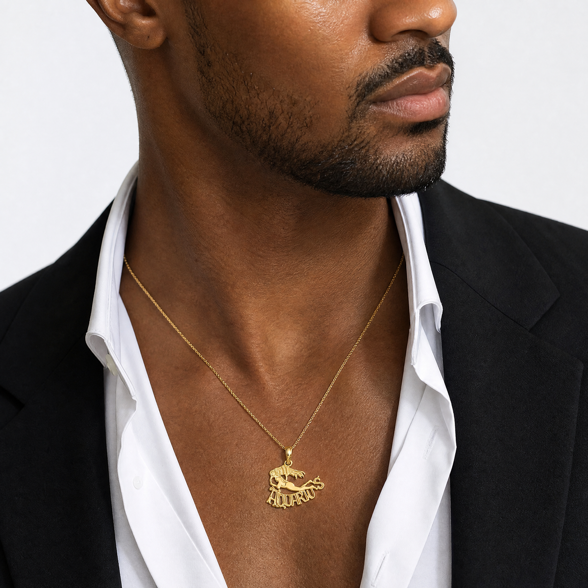 14K AQUARIUS Zodiac Charm - Model Shot