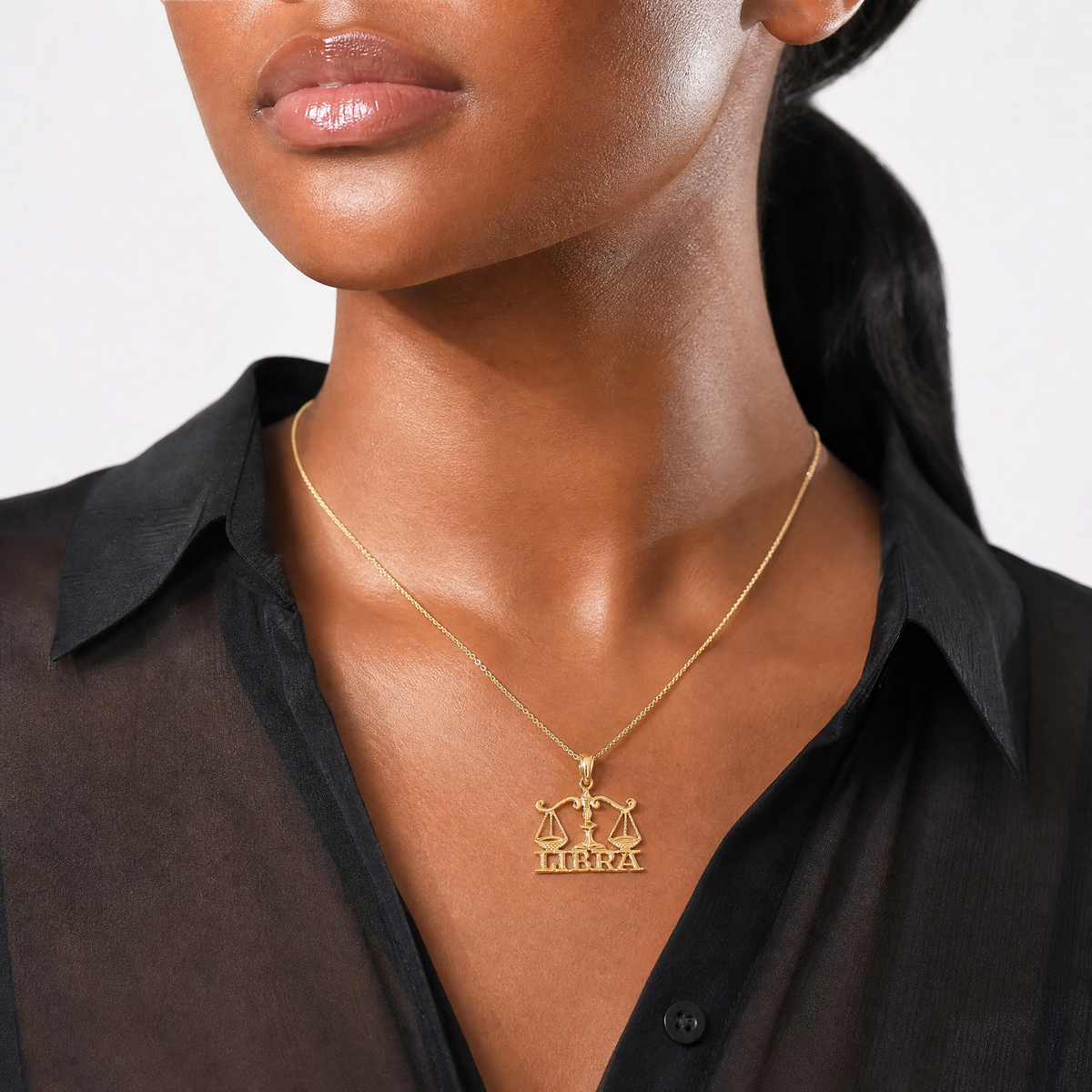14K LIBRA Zodiac Charm - Model Shot