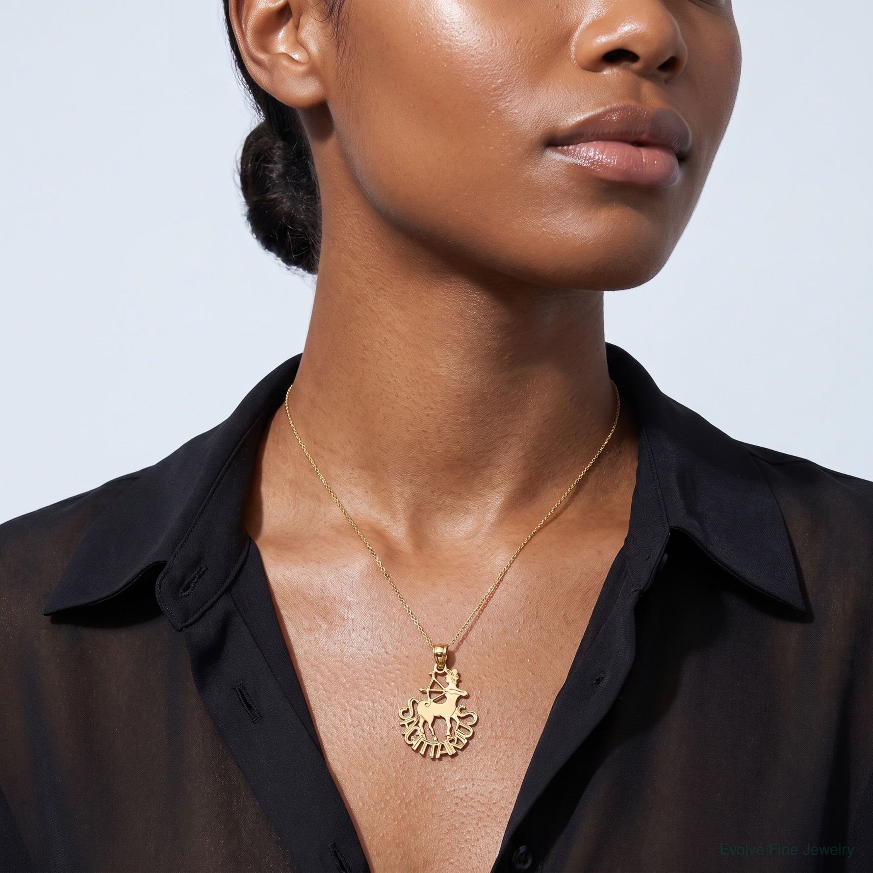 14K SAGITTARIUS Zodiac Charm - Model Shot