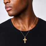 14K Two-Tone Latin Crucifix Charm - Model Shot