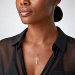 14K Two-Tone w/ Lace Trim Cross Charm - Model Shot