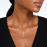 14K Two-Tone Cross Charm - Model Shot
