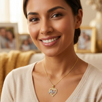 14k Two-tone w/White Rhodium MOM in Heart Charm - Model Shot