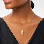 14k Two-Tone Cat w/ Heart Charm - Model Shot