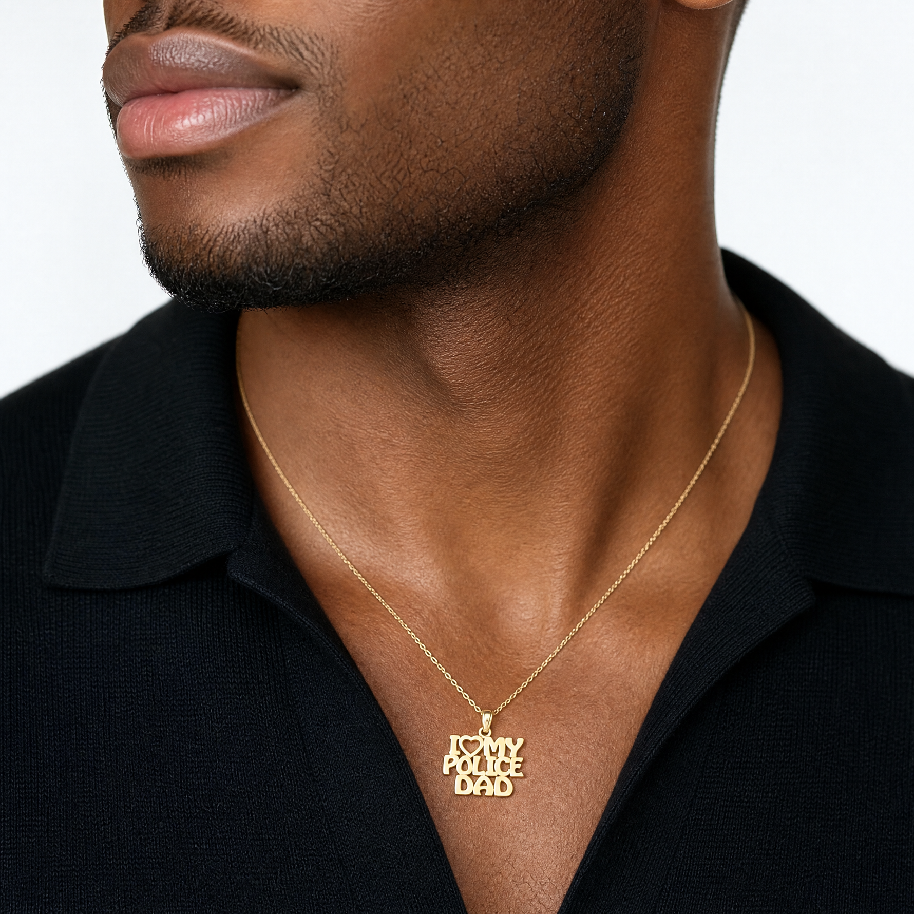 14k I HEART MY POLICE DAD Charm - Model Shot