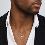 14k Yellow and Rose Gold Polished Dangling Heart In Heart Charm - Model Shot