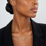 14k w/Rhodium Butterfly w/ White Beaded Wings Charm - Model Shot