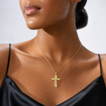 14K W/ Satin Finish Crucifix Charm - Model Shot