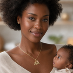 14k Two-Tone MOM w/ Butterfly Charm - Model Shot