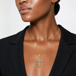 14K W/ Rhodium Cross Charm - Model Shot