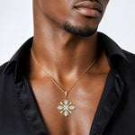 14k w/ Rhodium Cut-out Cross Medallion Charm - Model Shot