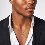 14k w/Rhodium LOVE w/Hearts Pendant - Model Shot