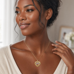 14k Two-tone w/White Rhodium D/C  MOM Heart Charm - Model Shot