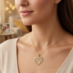 14k Two-tone w/White Rhodium NANA Heart w/Flowers Charm - Model Shot