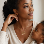 14k Two-Tone MOTHER and DAUGHTER Break-Apart Hearts Charm - Model Shot